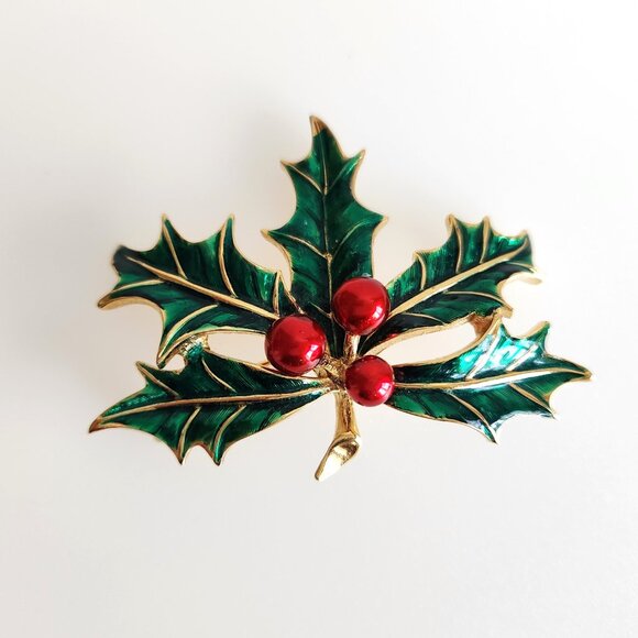 LOT OF VINTAGE CHRISTMAS BROOCHES: BUTLER, D'ORLAN AND UNSIGNED AVON SET - Picture 5 of 10